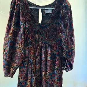 Anthropologie long sleeve velvet dress size M